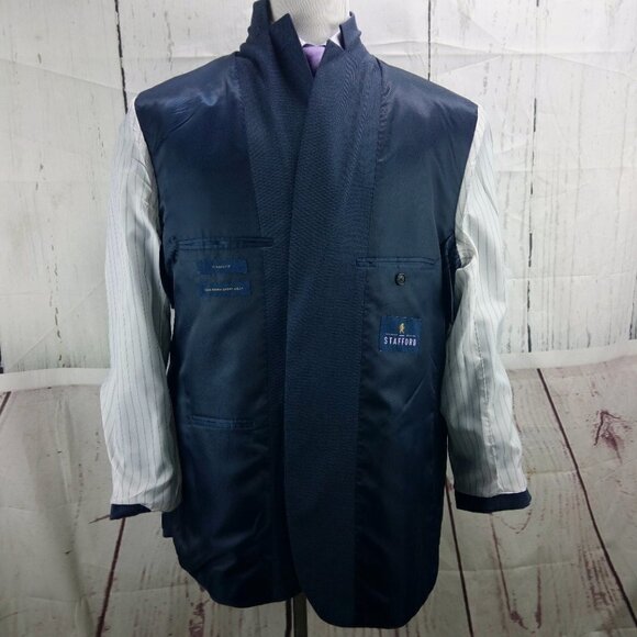Stafford Tailored Culture Classic Fit 44R 2 Btn Blue Birdseye Blazer Spo… - Picture 8 of 10